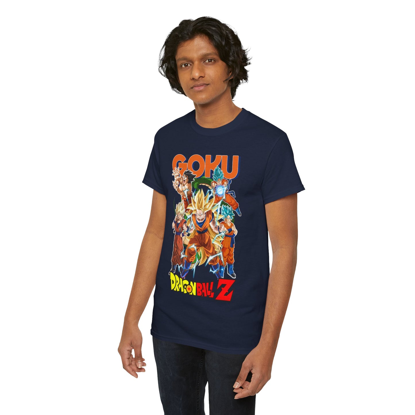 Premium Goku Dragon Ball Z T-shirt featuring a vibrant design with Goku and the Z fighters, perfect for anime enthusiasts.
