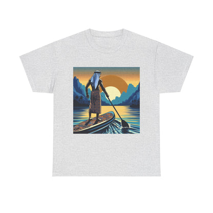 Charming outdoor setting showcasing the Delightful Paddle Board T-Shirt by Dazzling Dreams Studio, embodying the spirit of adventure.