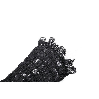 Chic Gothic fingerless gloves adorned with floral accents and delicate embroidery, offering a perfect touch of glamour and whimsy.