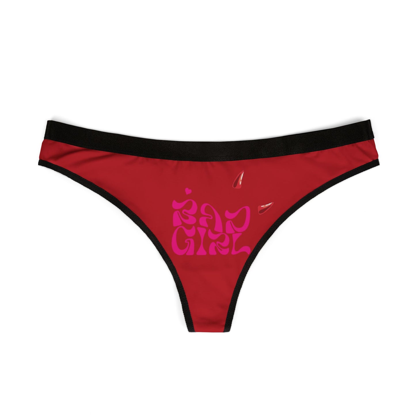 WOMENS BAD GIRL THONG PANTIES CHEEKY SEXY LINGERIE NAUGHTY THONG HEART HORNS