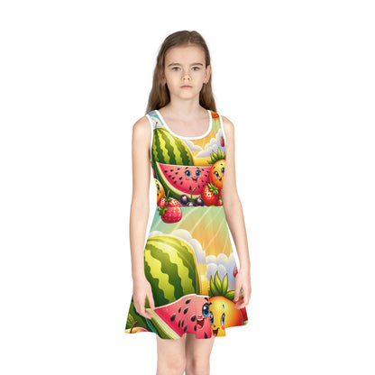 Evelyn Charmeuse Girls Summer Sundress by Dazzling Dreams Studio displayed elegantly outdoors, highlighting its breathable material and comfortable fit for sunny days.