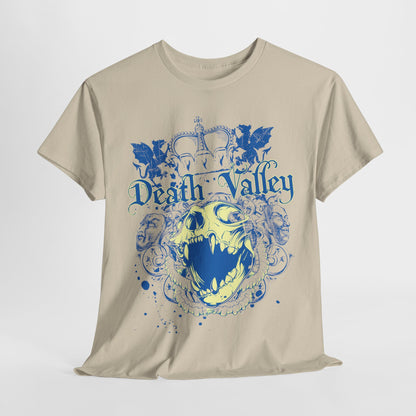 Single Death Valley T-Shirt elegantly displayed, highlighting a striking skull adorned with a crown and gothic lettering, designed for sophisticated men's style.
