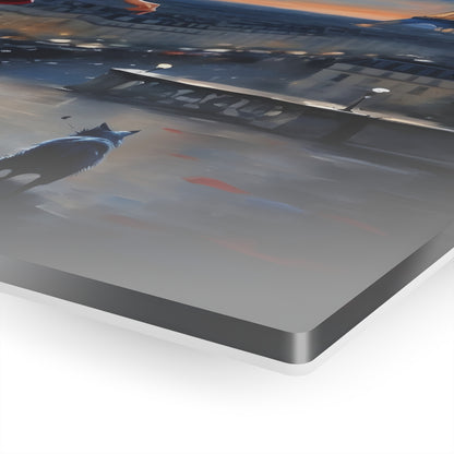 Captivating Enchantment: City Stroll Acrylic Print highlighting the exquisite detailing and polished edge of the acrylic piece, reflecting light and adding depth to the artwork.