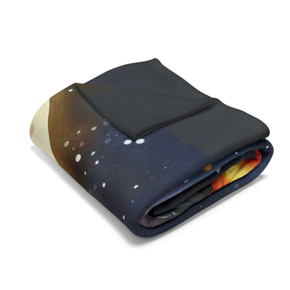 High-quality Decorative and Warm Halloween Spooky Arctic Fleece Blanket beautifully folded, featuring exquisite artwork making it a perfect addition to any stylish home.