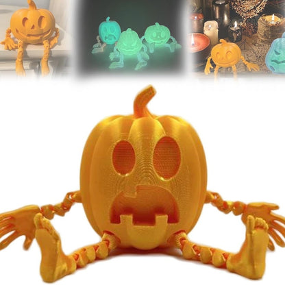 Halloween 3D Printing Pumpkin Decorations highlighting a vibrant yellow pumpkin with a whimsical design and flexible limbs, ideal for upscale Halloween festivities.