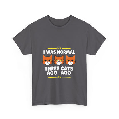 Front view of the Crazy Cat Lady Graphic T-Shirt featuring playful cat graphics, in sophisticated grey urban unisex cotton.