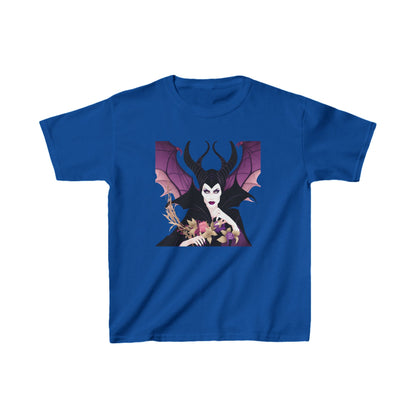 Maleficent Kids Tee in elegant blue, portraying the powerful Disney villain, ideal for children's stylish outfits.