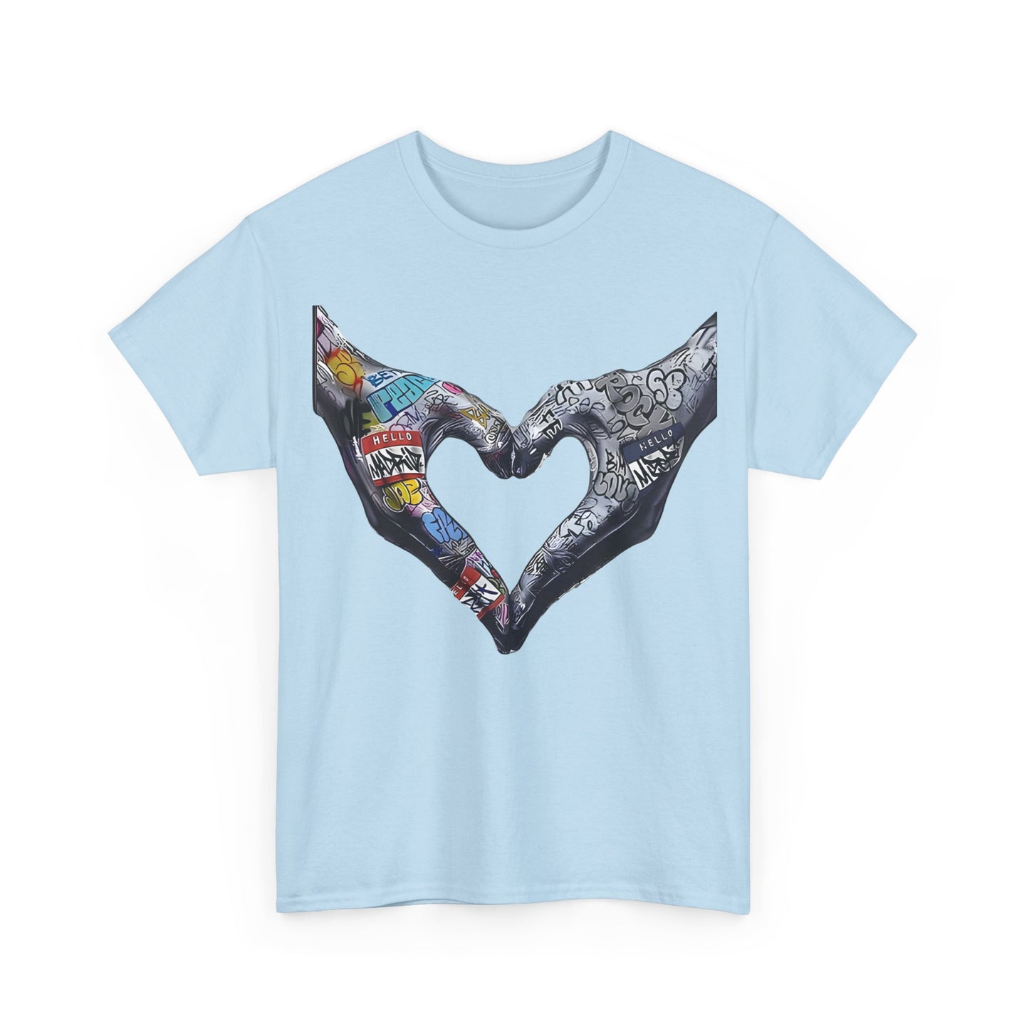 Graffiti Hands Tee, Love Graphic T-Shirt, Urban Streetwear Top, Unisex Cotton