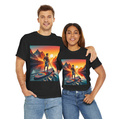 Serene Paddle Board T-Shirt by Dazzling Dreams Studio, showcasing an elegant paddleboarding design for nature lovers.