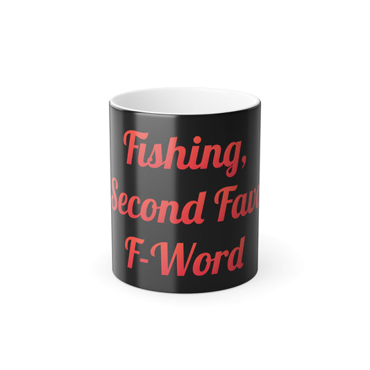 Elegant presentation of the My Second Favourite F-Word Colour Morphing Mug displaying the cheeky text, perfect for high-quality ceramic drinkware lovers.