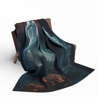 Elegant view of the Decorative and Warm Halloween Spooky Arctic Fleece Blanket in all three available sizes, designed for cozy comfort and festive décor during the Halloween season.
