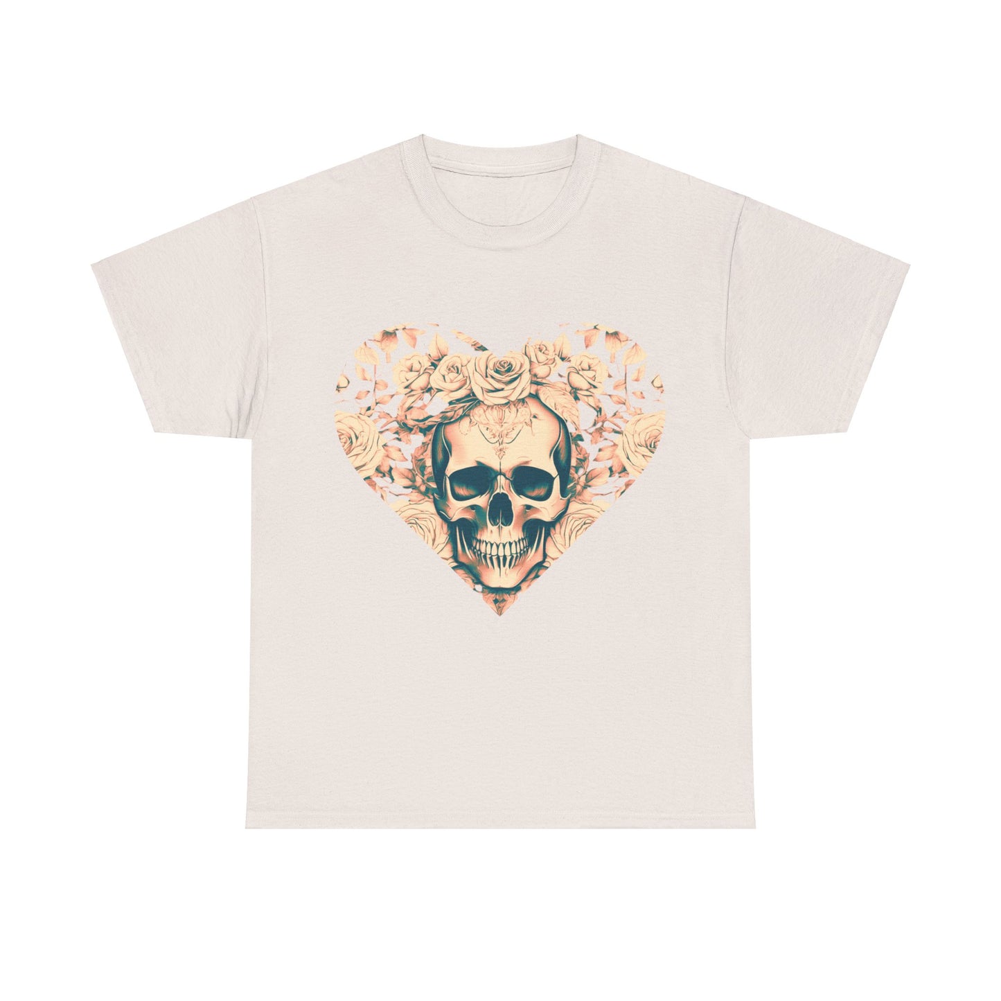 Skulls and Roses Cotton Tee, Unisex Graphic Shirt, 7 color choice