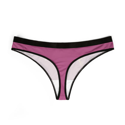 Elegant purple women's thong with black trim, designed for playful seduction, featuring a luxurious feel and a cheeky vibe, perfect for intimate occasions.