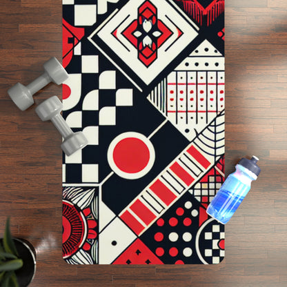 Vibrant Red Checkerboard Yoga Mat from Dazzling Dreams Studio, showcasing a modern design and anti-slip features for luxury yoga practice.
