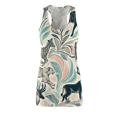 Pastel Racerback Dress with Unique Wild Animal Pattern featuring a graceful design and vibrant colours, perfect for stylish and comfortable fashion.