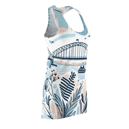 Model wearing the Aurelia Sterling Sydney-Inspired Racerback Dress, demonstrating its comfortable fit and stylish silhouette, captured by Dazzling Dreams Studio.