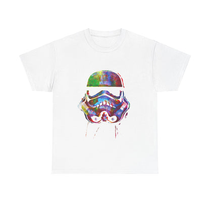 Elegant unisex Colorful Stormtrooper tee featuring an artistic representation of the iconic helmet in a vivid palette, ideal for a chic wardrobe.