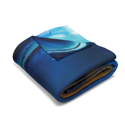 Luxurious Decorative and Warm Halloween Skellington Spooky Arctic Fleece Blanket folded elegantly, highlighting its inviting material and mystical colour palette ideal for Halloween.