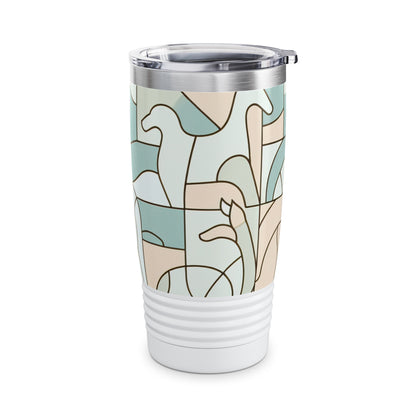Serene image of the Pastel PowerSplash Stainless Steel Travel Tumbler by Dazzling Dreams Studio, highlighting its secure clear push-on lid and ribbed bottom for enhanced grip.