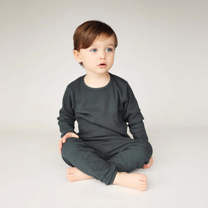 DreamBuy luxurious family matching PJs in soft cotton for adults and children, beautifully styled in Pine colour, perfect for elegant bedtime moments.