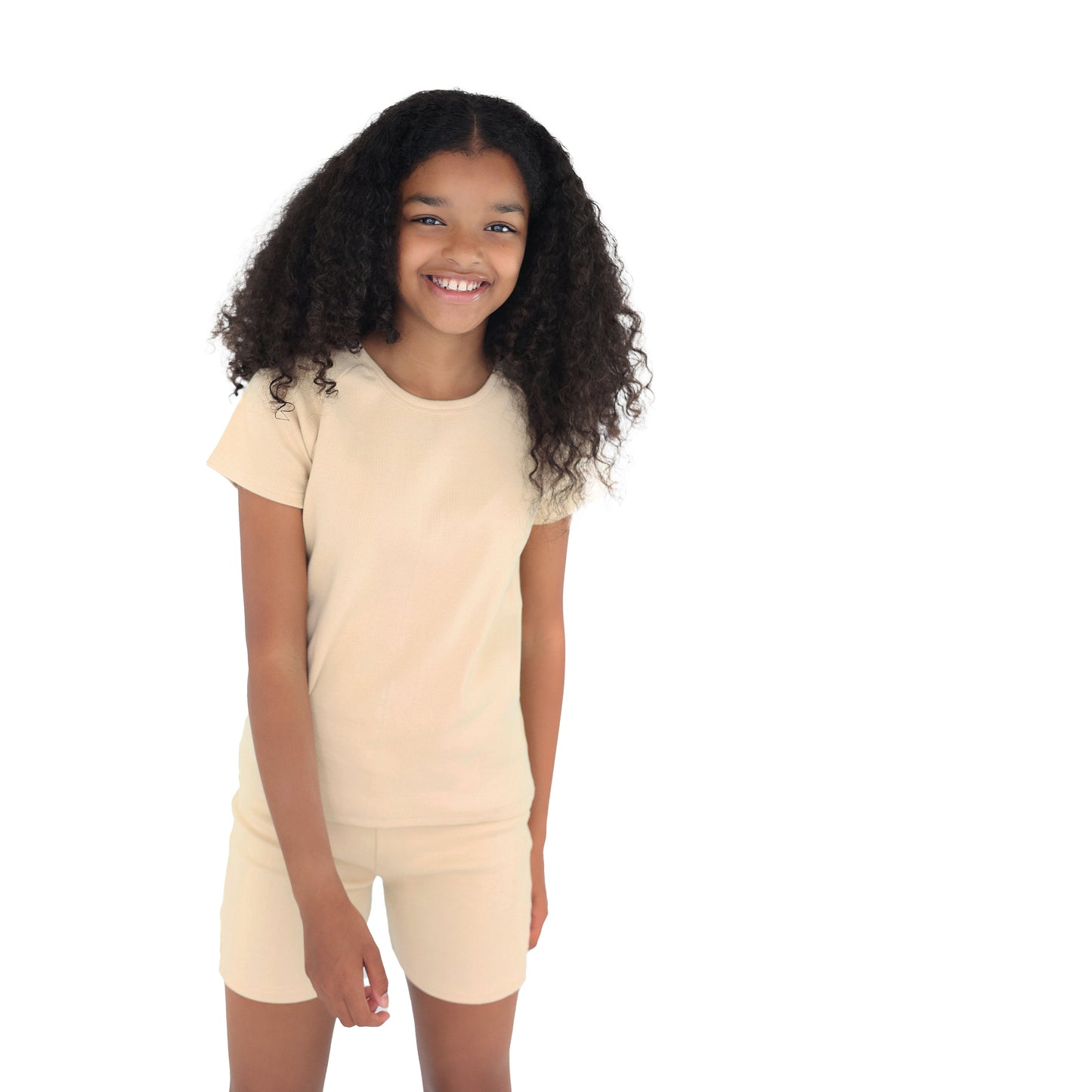 Premium ribbed cotton summer shorts set for children by DreamBuy, lightweight and breathable for ages 3-8.