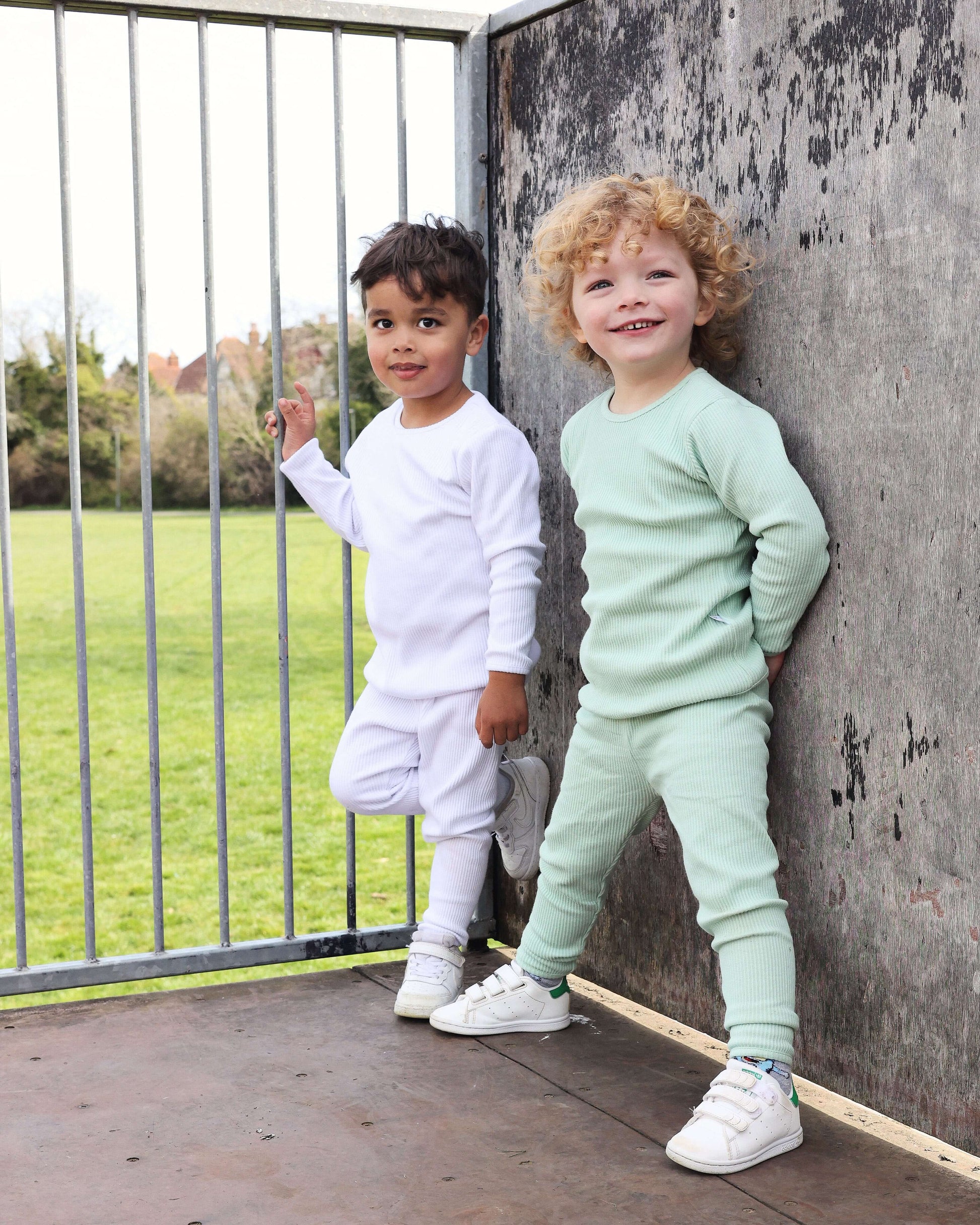 DreamBuy's matching family pajamas featuring an elastic waist design, presented in classic white, perfect for both casual and festive occasions.