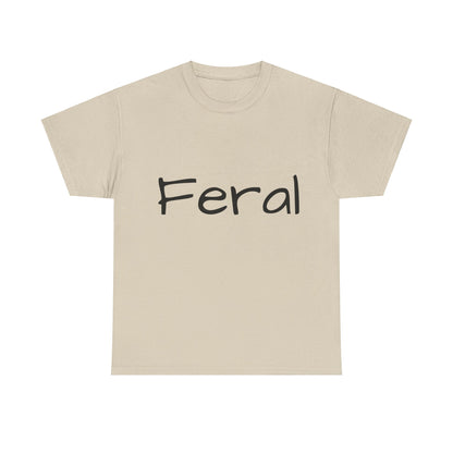 Feral Graphic Unisex T-Shirt in light beige, featuring a stylish and artistic design, perfect for fashion-forward individuals seeking comfort and inclusivity.