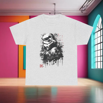 Refined Star Wars Stormtrooper Graphic T-Shirt in light grey, displaying an artistic rendition of a Stormtrooper, merging style and fandom seamlessly.