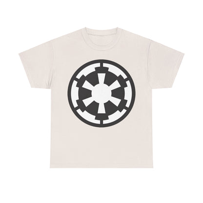 Luxury unisex Galactic Empire Star Wars Retro Logo Graphic Tee shown flat, featuring the timeless logo on a cream fabric.