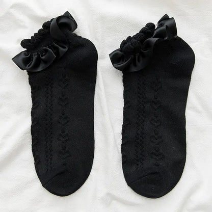 Chic Lolita Style Women's Frilled Socks by Dazzling Dreams Studio, ideal for elevating any look with their whimsical lace design and comfortable fit.
