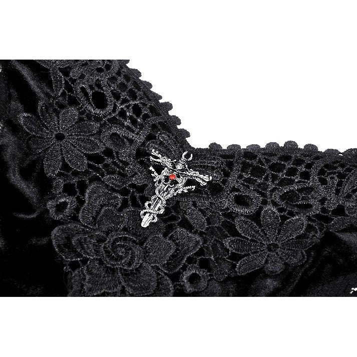 Luxurious Dark In Love Petricka Velvet Maxi Dress featuring oversized bell sleeves and intricate lace trim, perfect for gothic romantic styling.