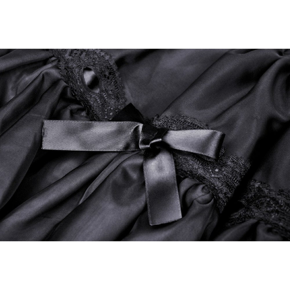 Elegant Gothic Dark In Love Fringilla Mini Skirt featuring intricate lace trims and a voluminous design, perfect for chic evening wear.