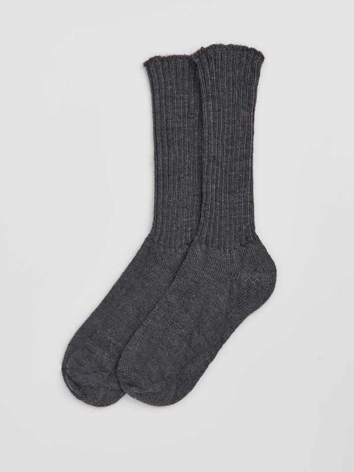 Soft and plush mohair socks featuring a stylish chunky ribbed design, ideal for comfort and warmth, produced in the United Kingdom.
