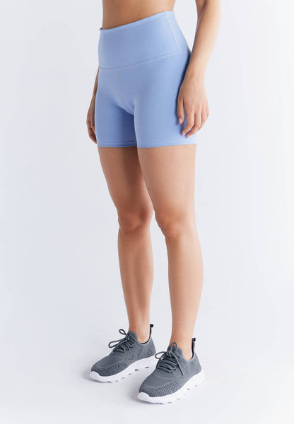 Stylish and sustainable mini sports shorts for women, crafted from premium organic cotton with a chic high waistband for effortless elegance.