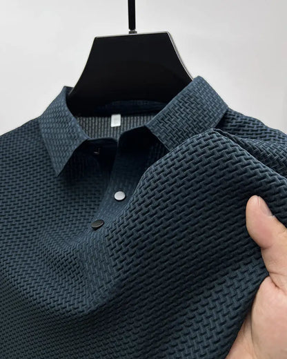 Men's AirElegance Polo Tee in luxurious breathable fabric by Dazzling Dreams Studio, perfect for modern professionals.