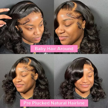 Captivating body wave lace front wig featuring short length, ideal for easy wear and a polished appearance.