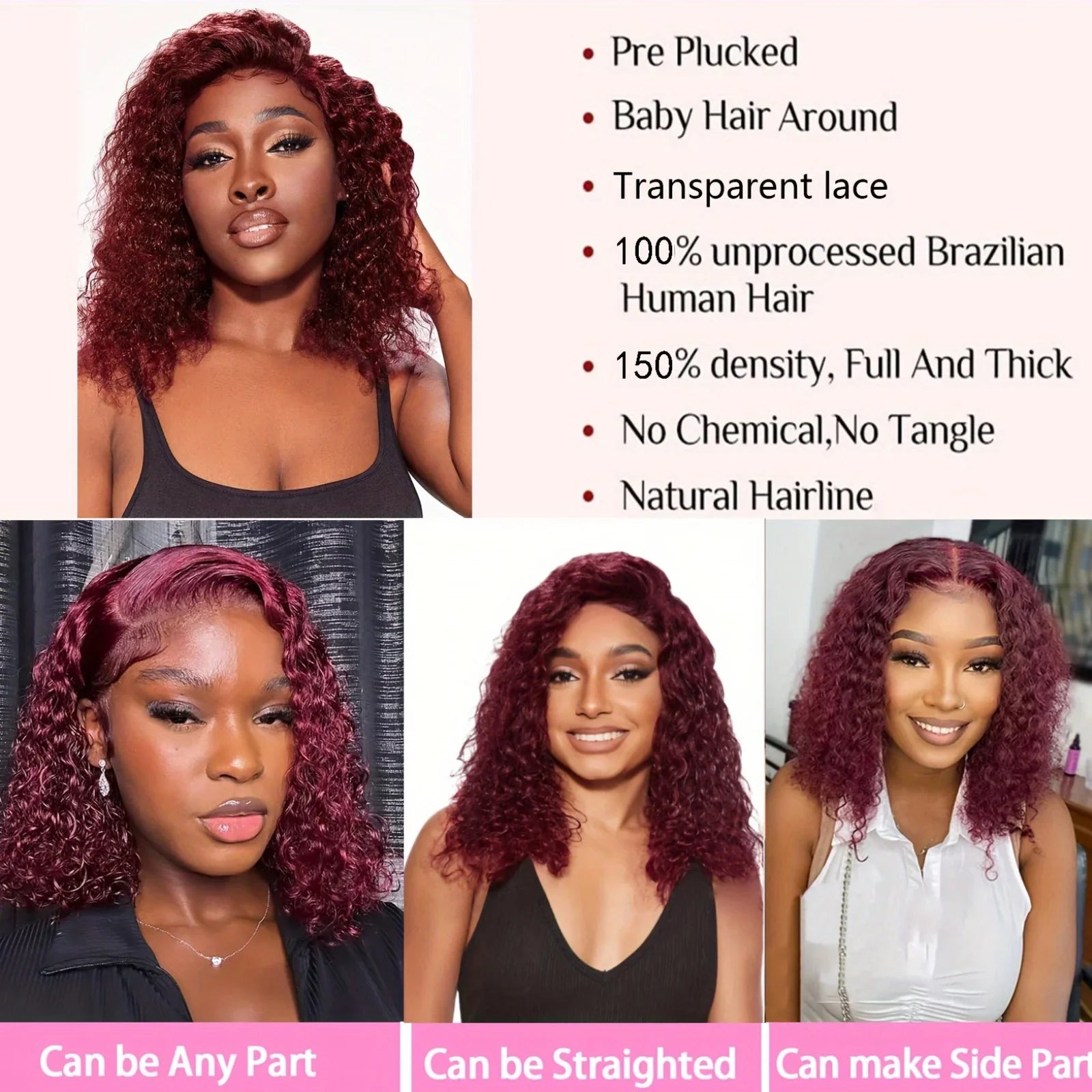 Elegant Burgundy 99J Deep Wave Short Bob Wig displayed beautifully on a mannequin, highlighting its stylish bob cut and comfortable fit.