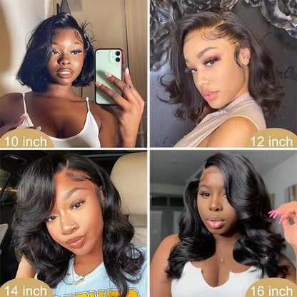 Elegant 13x4 transparent lace front wig made from premium human hair, featuring a rich body wave texture to exude sophistication.