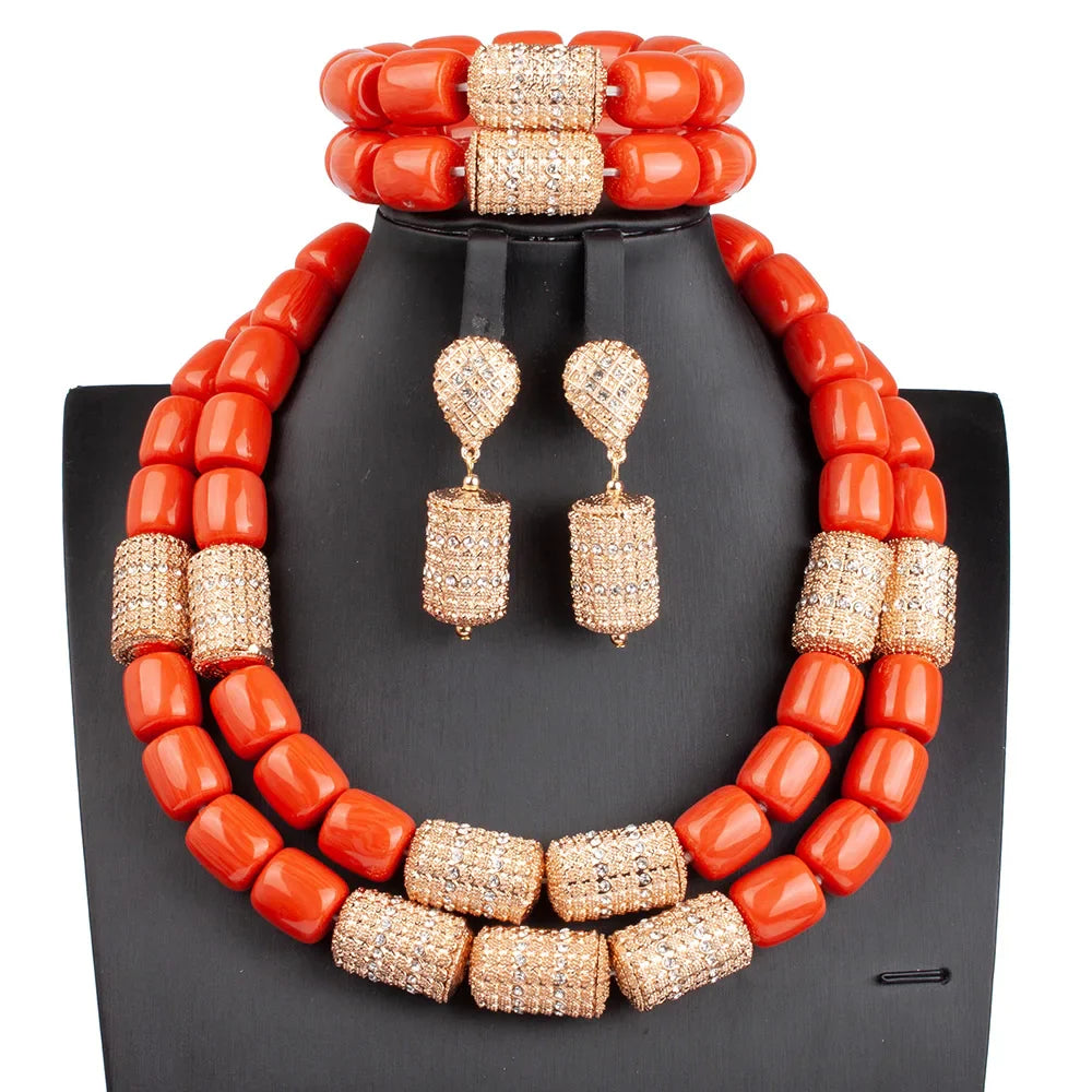 Charming bracelet from the Luxury African Jewelry Set, designed with classic African-inspired beads and coral accents.