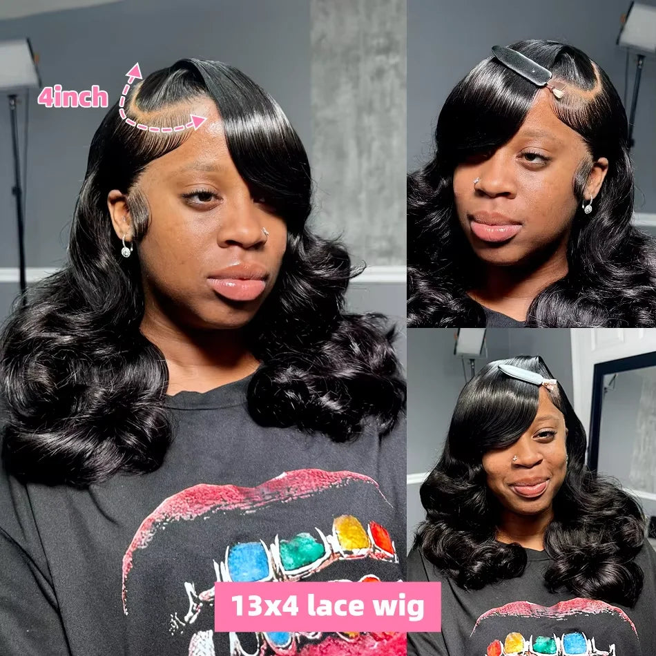 Luxury 250% Body Wave HD Lace Frontal Wig featuring a short bob style crafted from high-quality human hair with a glueless design perfect for women.