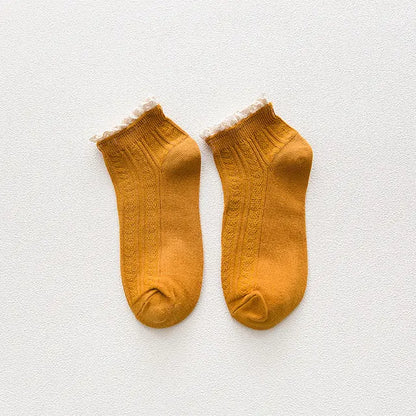 Elegant Kawaii Women’s Frilly Ruffle Socks by Dazzling Dreams Studio showcasing delicate frill design in classic Lolita style.