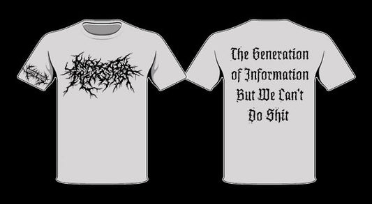 Official album cover of 'Awaken The Misogynist - The Generation Of Information But We Can'T Do Shit' by Rancid Offal Records, showcasing a striking visual representation of contemporary themes.