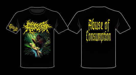 Luxurious Awaken The Misogynist 'Abuse Of Consumption' T-Shirt by Rancid Offal Records, featuring striking graphics and premium fabric for a statement look.