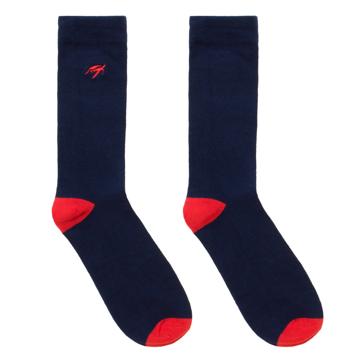 Luxury navy and red bamboo socks for adults by Mullins Bay Clothing, showcasing a soft and comfortable design with antibacterial and hypoallergenic properties.