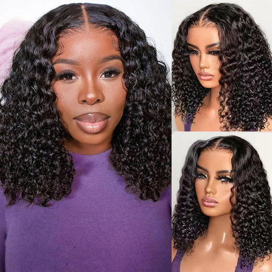 Luxury Mongolian Kinky Curly Wig showcasing beautiful 13x4 lace front design in rich 180 density deep curls made from premium Remy Brazilian human hair.