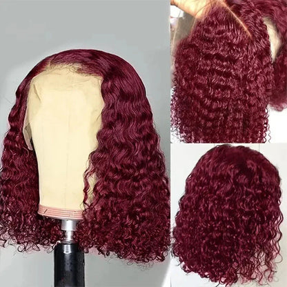 High-quality 13x4 lace frontal wig featuring luscious deep waves in 99J Red, perfect for a chic and sophisticated hairstyle.