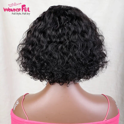 Luxury Brazilian Jerry Curl Bob Wig with Bangs made from Remy Human Hair for Black Women in short length of 4-16 inches.