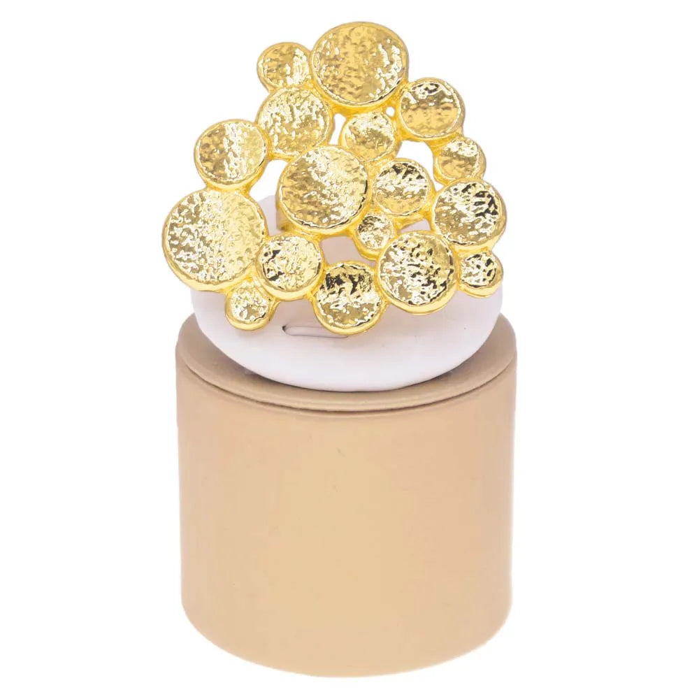 Adjustable fashion gold ring showcasing a stunning brushed metal finish, ideal for versatile styling and chic looks.