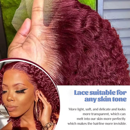 Sophisticated deep wave bob wig in 99J burgundy, designed for a flawless and glamorous appearance, made with premium 100% human hair.