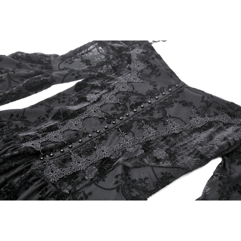 Chic off shoulder silhouette of the Dark In Love Alora Dress, accentuating feminine elegance and contemporary style.